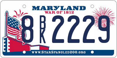 MD license plate 8BK2229