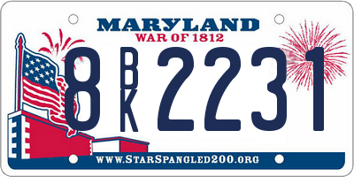 MD license plate 8BK2231