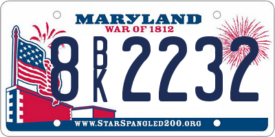 MD license plate 8BK2232