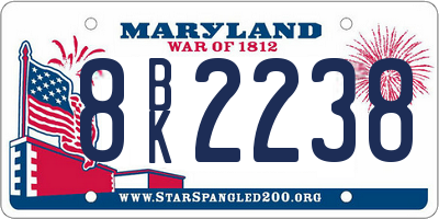 MD license plate 8BK2238