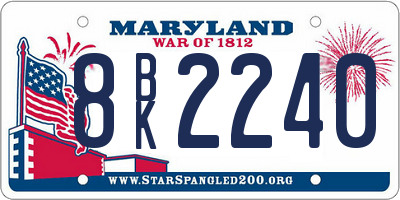 MD license plate 8BK2240