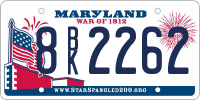 MD license plate 8BK2262