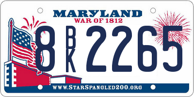 MD license plate 8BK2265