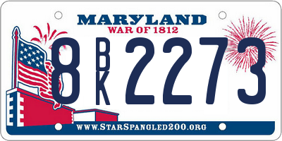 MD license plate 8BK2273