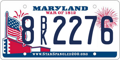 MD license plate 8BK2276