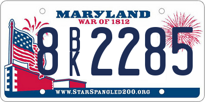 MD license plate 8BK2285