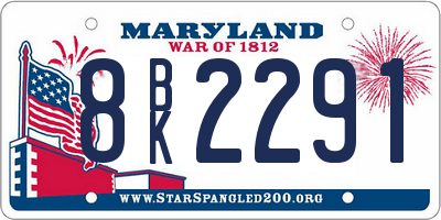 MD license plate 8BK2291