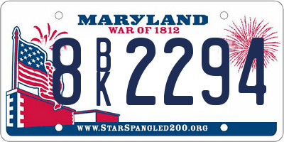 MD license plate 8BK2294