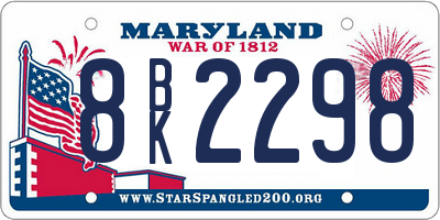 MD license plate 8BK2298
