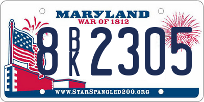 MD license plate 8BK2305