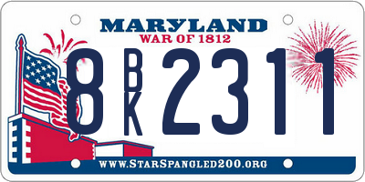 MD license plate 8BK2311