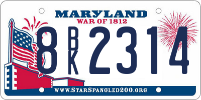 MD license plate 8BK2314