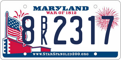 MD license plate 8BK2317