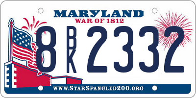 MD license plate 8BK2332