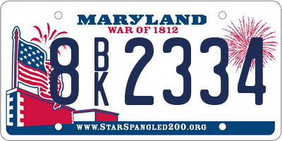 MD license plate 8BK2334