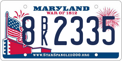 MD license plate 8BK2335