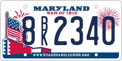 MD license plate 8BK2340