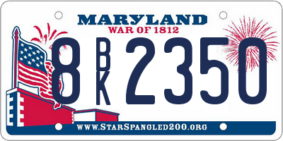 MD license plate 8BK2350