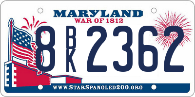MD license plate 8BK2362