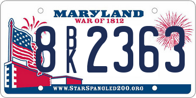MD license plate 8BK2363