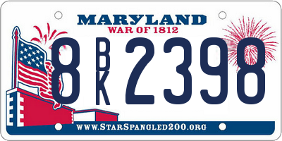 MD license plate 8BK2398
