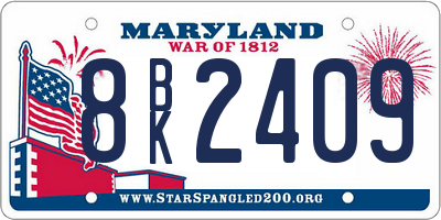 MD license plate 8BK2409