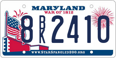 MD license plate 8BK2410