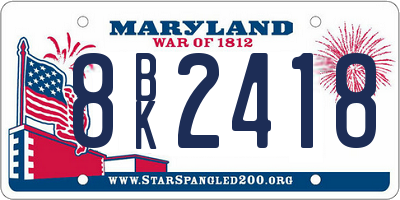 MD license plate 8BK2418
