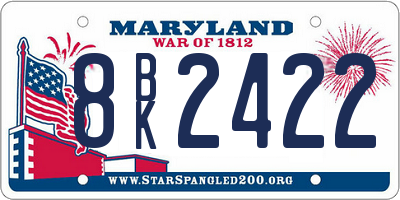 MD license plate 8BK2422