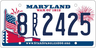 MD license plate 8BK2425