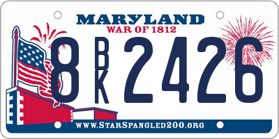 MD license plate 8BK2426