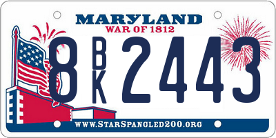 MD license plate 8BK2443