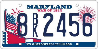 MD license plate 8BK2456