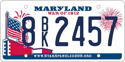 MD license plate 8BK2457