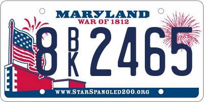 MD license plate 8BK2465