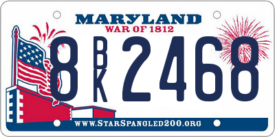 MD license plate 8BK2468