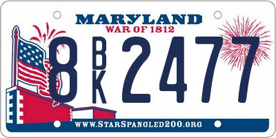 MD license plate 8BK2477