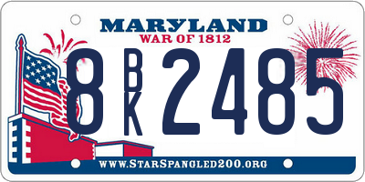 MD license plate 8BK2485