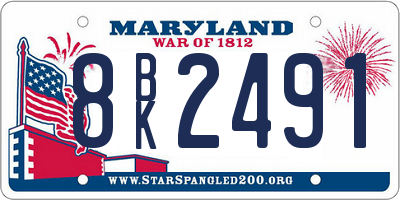 MD license plate 8BK2491