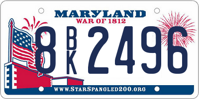 MD license plate 8BK2496