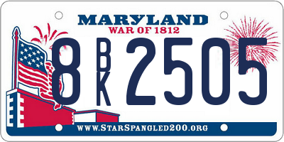 MD license plate 8BK2505