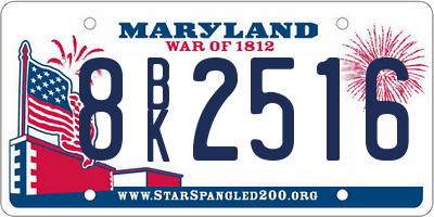 MD license plate 8BK2516