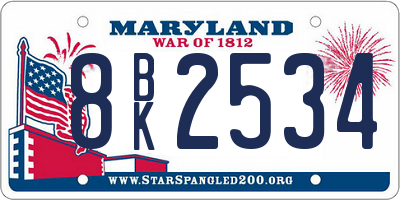 MD license plate 8BK2534