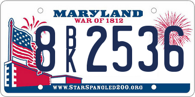 MD license plate 8BK2536