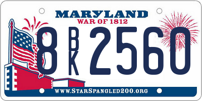 MD license plate 8BK2560
