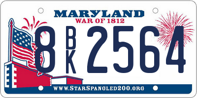 MD license plate 8BK2564