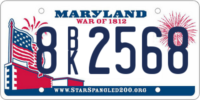 MD license plate 8BK2568