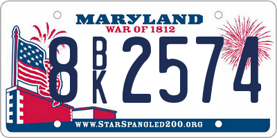MD license plate 8BK2574