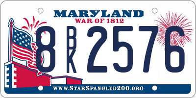 MD license plate 8BK2576