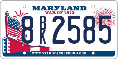 MD license plate 8BK2585